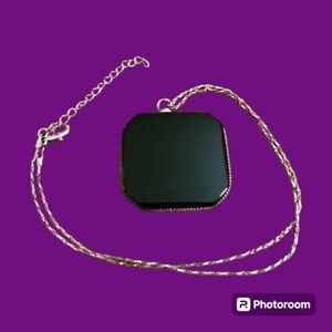 ARTISAN Obsidian Geometric Pendant Silver Plated Chain Necklace